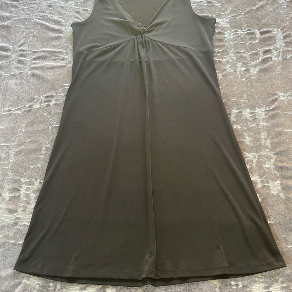 Michael Kors Black Sleeveless A-Line Dress Gold Ring Detail Size Medium